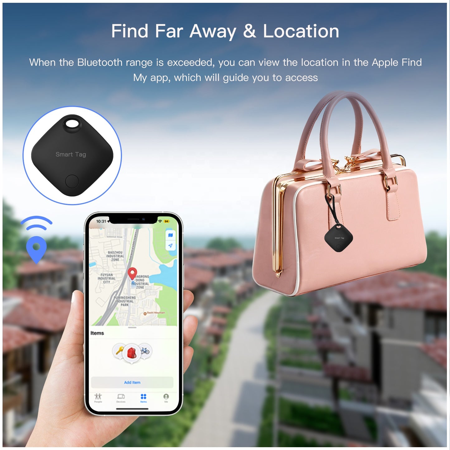 RSH MFi Certified Airtag Find My Smart Tag BLE Tracker Wallet Luggage Bike Mini GPS Tracking Device Key Finder Locator for Apple