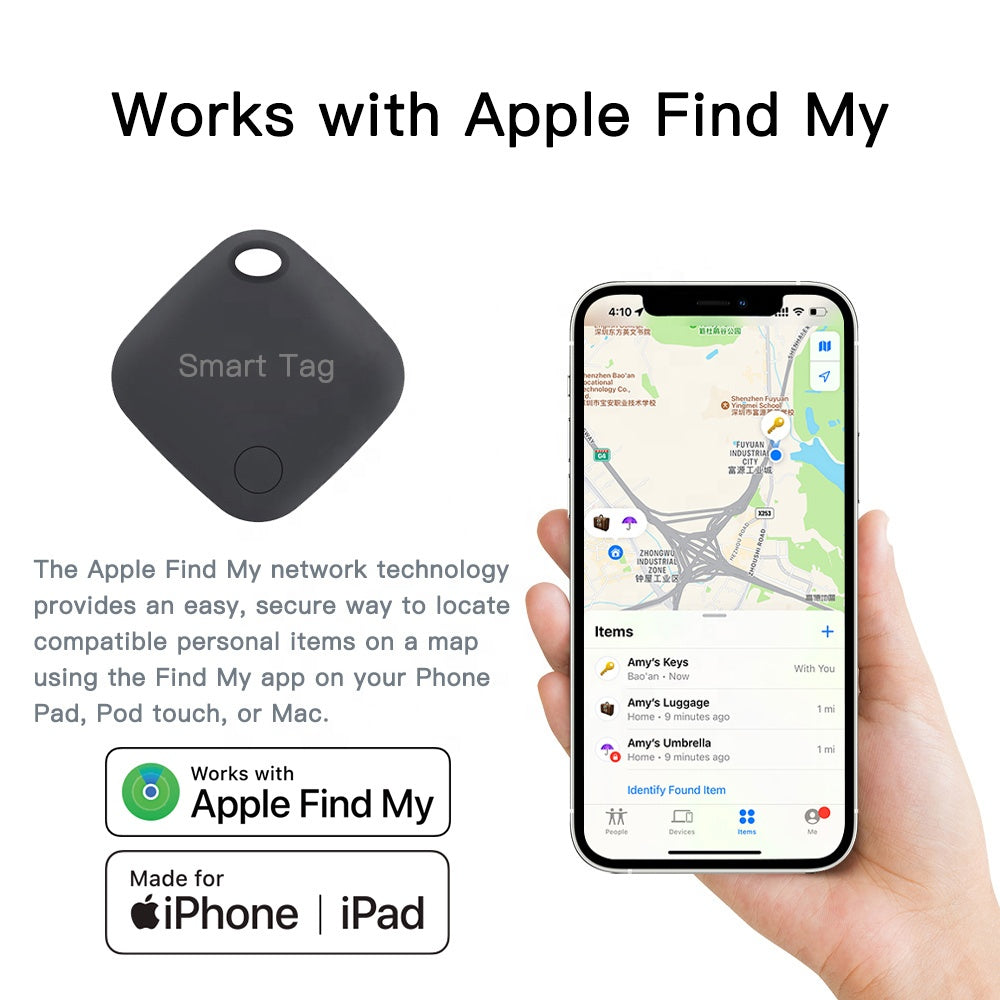 RSH MFi Certified Airtag Find My Smart Tag BLE Tracker Wallet Luggage Bike Mini GPS Tracking Device Key Finder Locator for Apple