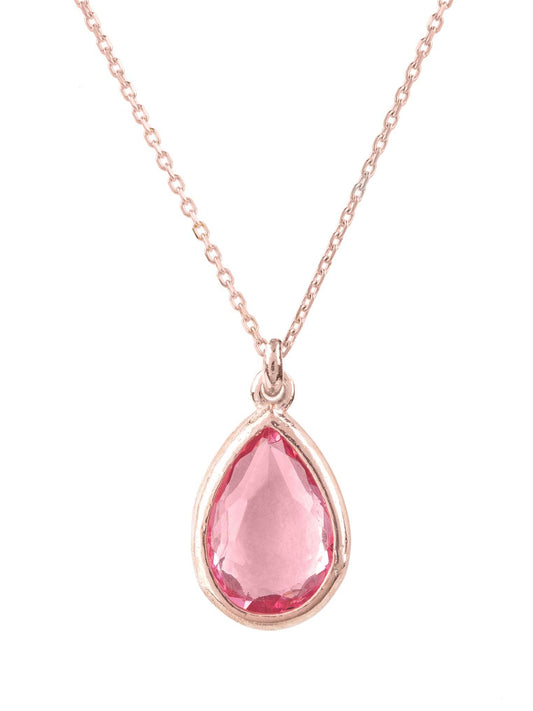 Pisa Mini Teardrop Necklace Rosegold Pink Tourmaline