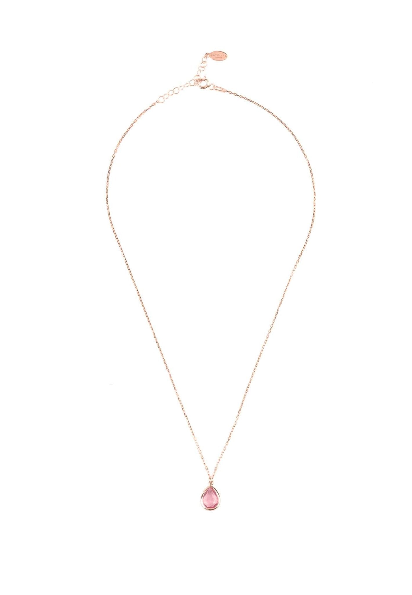 Pisa Mini Teardrop Necklace Rosegold Pink Tourmaline