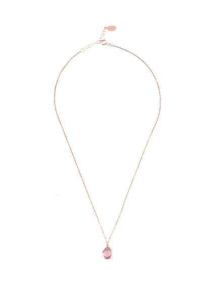 Pisa Mini Teardrop Necklace Rosegold Pink Tourmaline